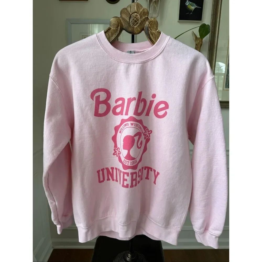 NWOT Barbie Doll University Crewneck Sweatshirt Pink M